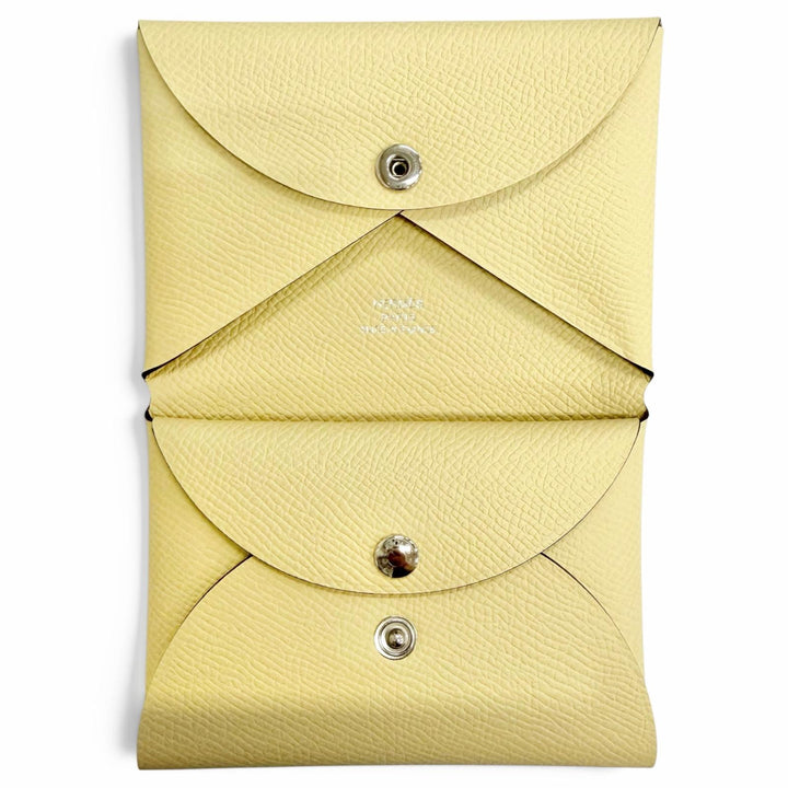 未使用品△HERMES エルメス カルヴィ デュオ ヴォーエプソン ヴァニーユ カードケース コンパクトウォレット コインケース G刻印 仏製