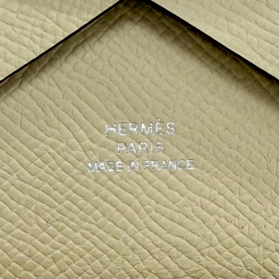未使用品△HERMES エルメス カルヴィ デュオ ヴォーエプソン ヴァニーユ カードケース コンパクトウォレット コインケース G刻印 仏製