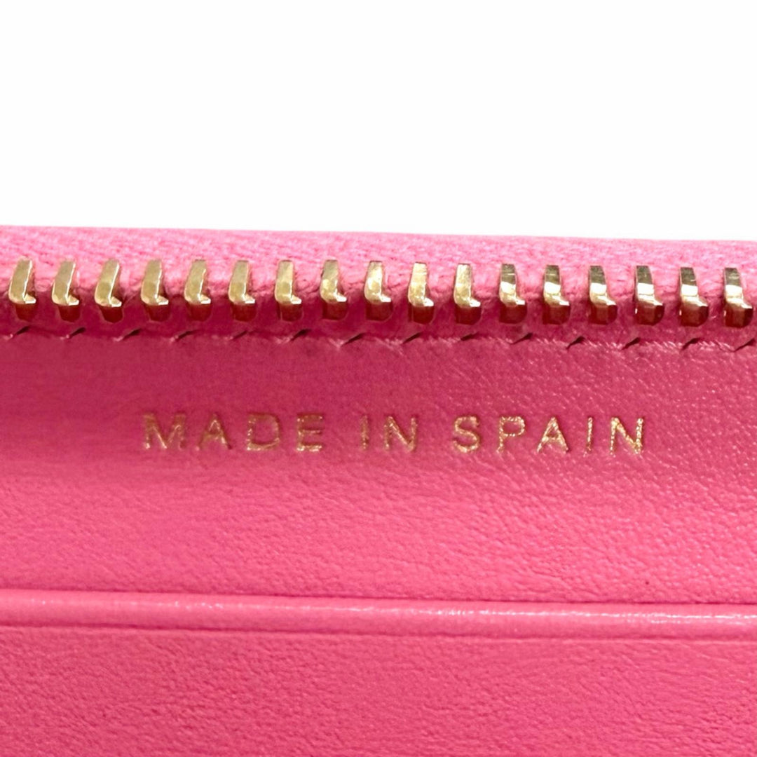 良品△CHANEL シャネル AP0226 キャビアスキン ココマーク マトラッセ タイムレスライン クラシック ミディアム ジップウォレット ピンク