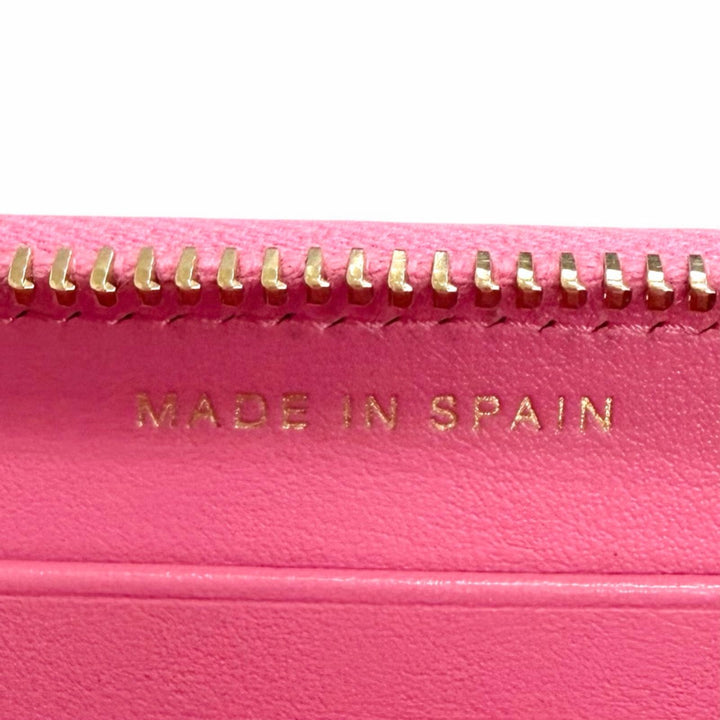 良品△CHANEL シャネル AP0226 キャビアスキン ココマーク マトラッセ タイムレスライン クラシック ミディアム ジップウォレット ピンク