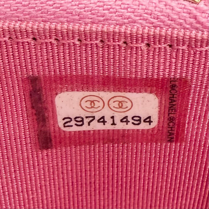 良品△CHANEL シャネル AP0226 キャビアスキン ココマーク マトラッセ タイムレスライン クラシック ミディアム ジップウォレット ピンク