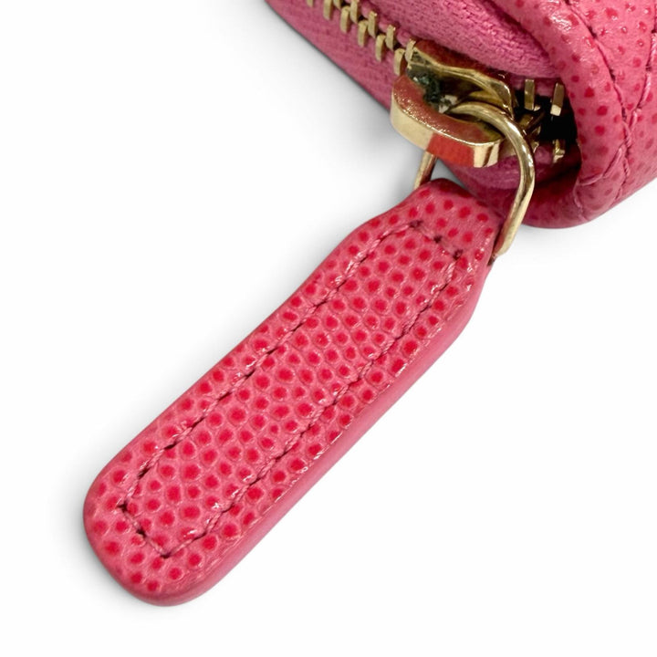 良品△CHANEL シャネル AP0226 キャビアスキン ココマーク マトラッセ タイムレスライン クラシック ミディアム ジップウォレット ピンク