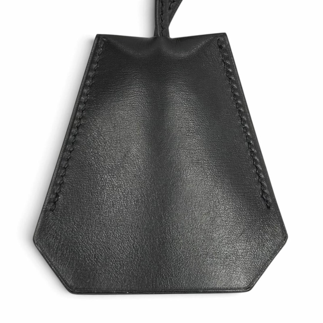 美品★HERMES エルメス ヴィンテージ レザー シルバー金具 マルジェラ期 クロシェット チャーム ネックレス ブラック □C刻印 フランス製