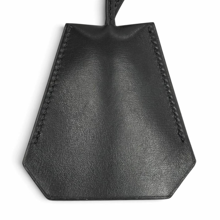 美品★HERMES エルメス ヴィンテージ レザー シルバー金具 マルジェラ期 クロシェット チャーム ネックレス ブラック □C刻印 フランス製