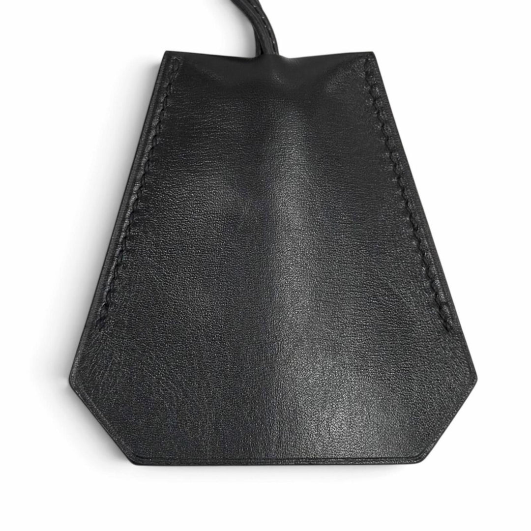 美品★HERMES エルメス ヴィンテージ レザー シルバー金具 マルジェラ期 クロシェット チャーム ネックレス ブラック □C刻印 フランス製