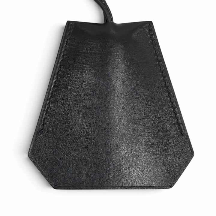 美品★HERMES エルメス ヴィンテージ レザー シルバー金具 マルジェラ期 クロシェット チャーム ネックレス ブラック □C刻印 フランス製