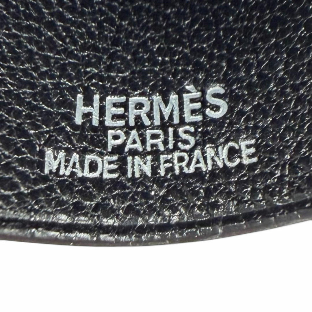 美品★HERMES エルメス ヴィンテージ レザー シルバー金具 マルジェラ期 クロシェット チャーム ネックレス ブラック □C刻印 フランス製