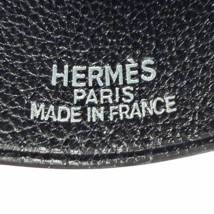 美品★HERMES エルメス ヴィンテージ レザー シルバー金具 マルジェラ期 クロシェット チャーム ネックレス ブラック □C刻印 フランス製