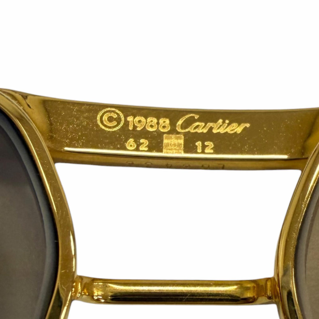 極美品□Cartier カルティエ ヴィンテージ トリニティ ツーブリッジ サングラス ゴールド ボルドー ブラウンレンズ 62□12-140 仏製