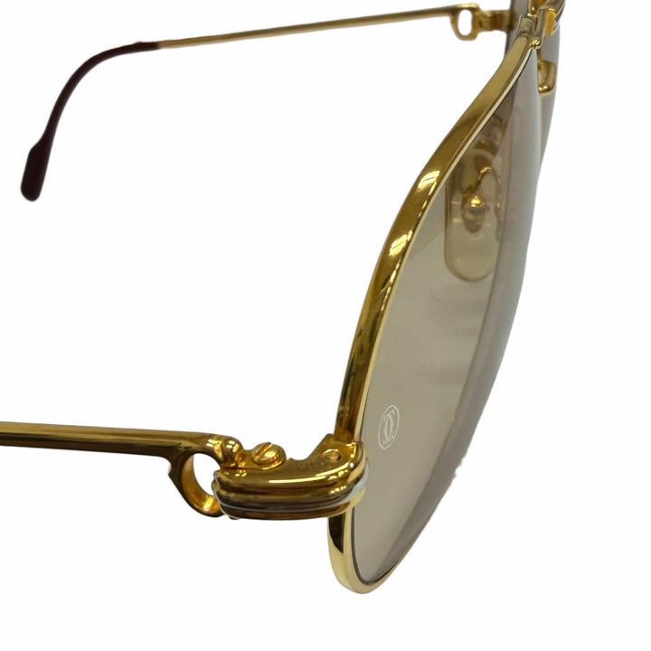 極美品□Cartier カルティエ ヴィンテージ トリニティ ツーブリッジ サングラス ゴールド ボルドー ブラウンレンズ 62□12-140 仏製