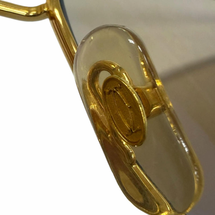 極美品□Cartier カルティエ ヴィンテージ トリニティ ツーブリッジ サングラス ゴールド ボルドー ブラウンレンズ 62□12-140 仏製