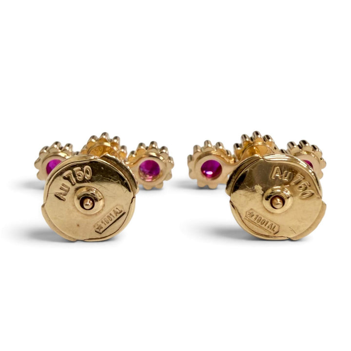 極美品△Christian Dior クリスチャンディオール ミミローズ シングルスタッズピアス ルビー 750(YG) K18 イエローゴールド 赤 重量1.8g