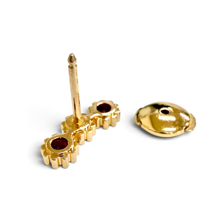 極美品△Christian Dior クリスチャンディオール ミミローズ シングルスタッズピアス ルビー 750(YG) K18 イエローゴールド 赤 重量1.8g