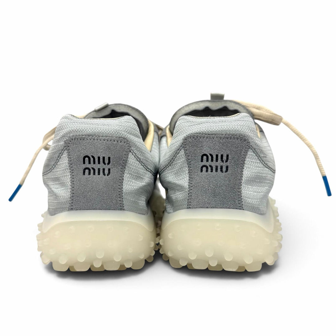 極美品★MIUMIU ミュウミュウ 26AW 5E806E バブル テクニカルファブリック スウェード スニーカー クラウディグレー 36.5 箱・保存袋付き