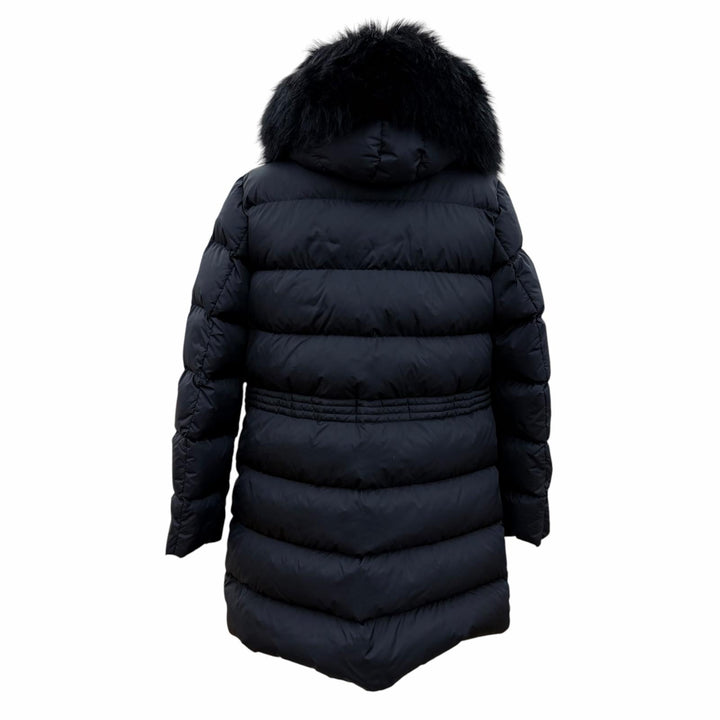 極美品☆MONCLER モンクレール 25-26AW APHROTI ラムファー ロゴワッペン・フード付 ダウンコート ブラック 2 正規品 レディース