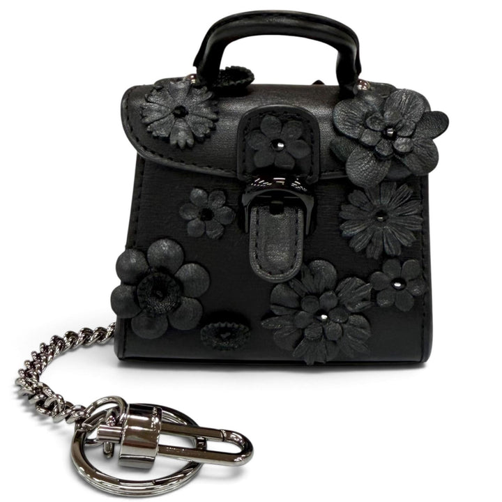 極美品★DELVAUX デルヴォー AE0362ARQ Brillant Charm ブリリアント チャーム フラワー ラインストーン レザー バッグチャーム 箱・袋付