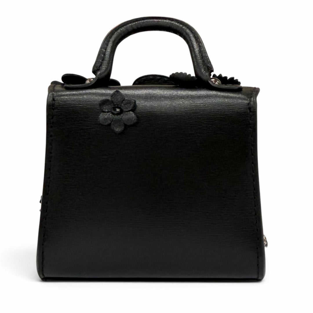 極美品★DELVAUX デルヴォー AE0362ARQ Brillant Charm ブリリアント チャーム フラワー ラインストーン レザー バッグチャーム 箱・袋付