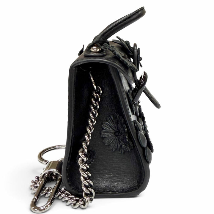 極美品★DELVAUX デルヴォー AE0362ARQ Brillant Charm ブリリアント チャーム フラワー ラインストーン レザー バッグチャーム 箱・袋付