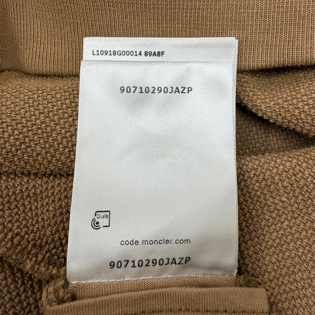 美品▼MONCLER モンクレール 2025年製 T-NECK ロゴワッペン付き ハイネック ハーフジップ プルオーバー スウェット ブラウン L 正規品
