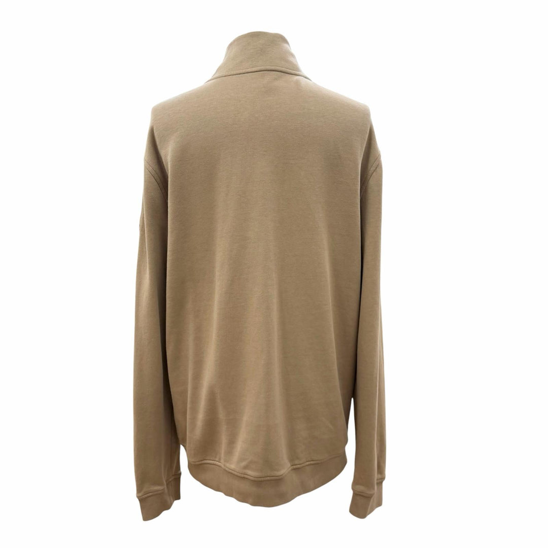 美品▼MONCLER モンクレール 2025年製 T-NECK ロゴワッペン付き ハイネック ハーフジップ プルオーバー スウェット ブラウン L 正規品