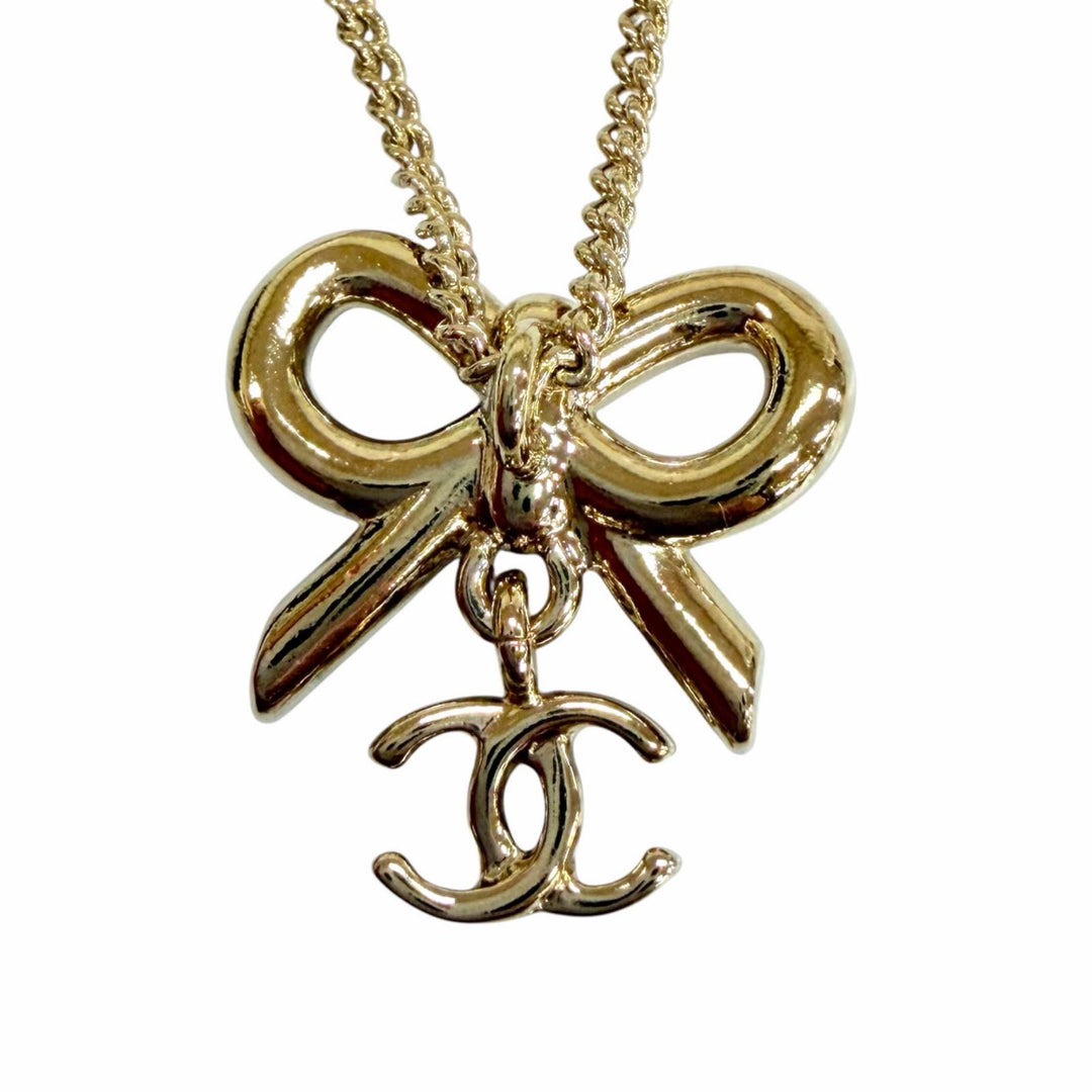 極美品☆CHANEL シャネル B25K ココマーク リボン 2WAY アクセサリー ネックレス ゴールド イタリア製 レディース 箱・保存袋付き