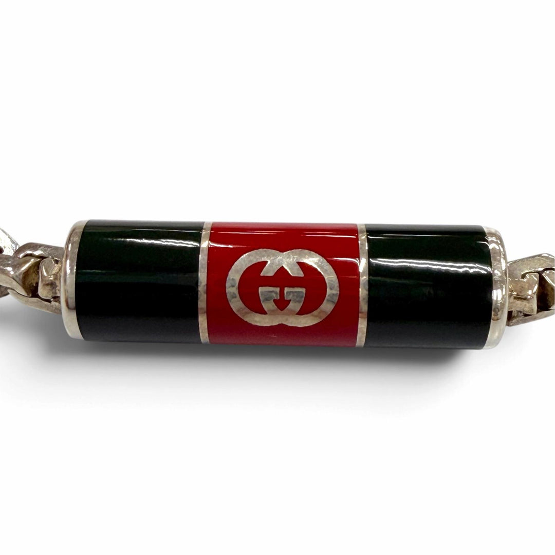 美品▼GUCCI グッチ 853880 ウェブライン/シェリーライン AG925 ストライプ ディティール ネックレス 重量34.3g 定価151800円 箱付き