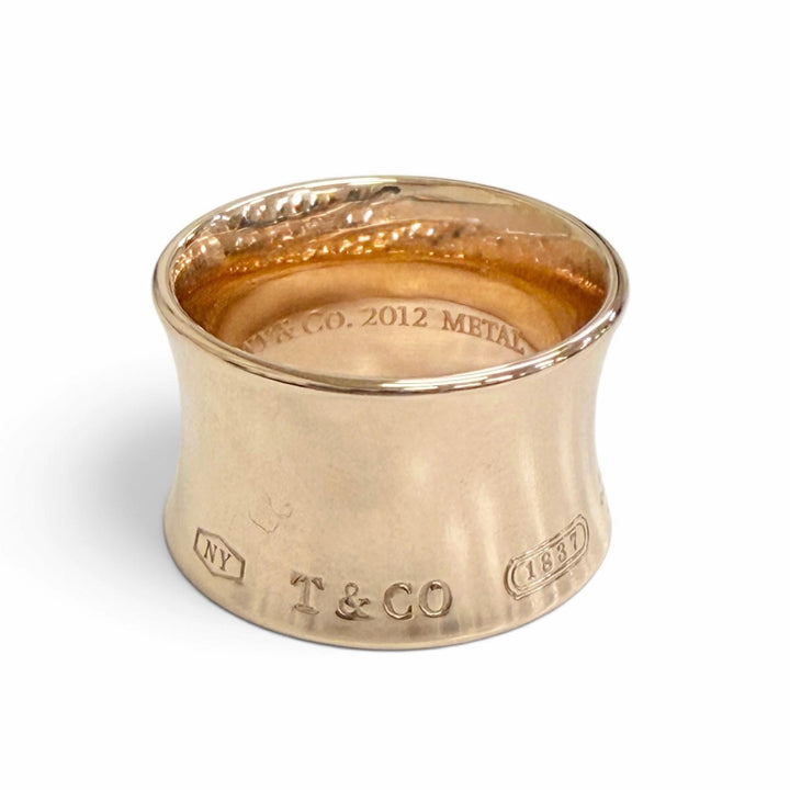 極美品△TIFFANY&amp;Co. ティファニー 1837 ルベドメタル ワイド リング 指輪 アクセサリー ゴールド系 JP7号 レディース オススメ◎