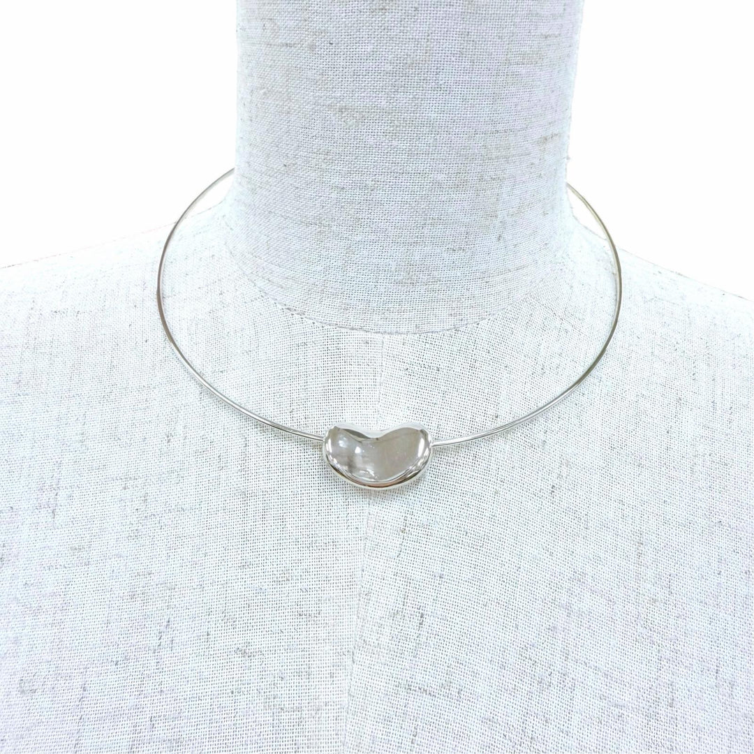 美品☆TIFFANY&amp;Co. ティファニー エルサペレッティ ビーンズ チョーカー 925 ネックレス アクセサリー シルバー 重量17g レディース