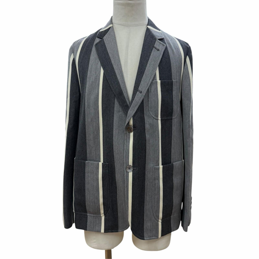 極美品▼THOM BROWNE トムブラウン MJU525A ウール65% ストライプ柄 シングルジャケット テーラード グレー 1 日本製 正規品 メンズ