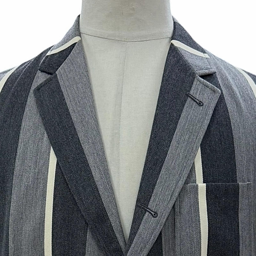 極美品▼THOM BROWNE トムブラウン MJU525A ウール65% ストライプ柄 シングルジャケット テーラード グレー 1 日本製 正規品 メンズ
