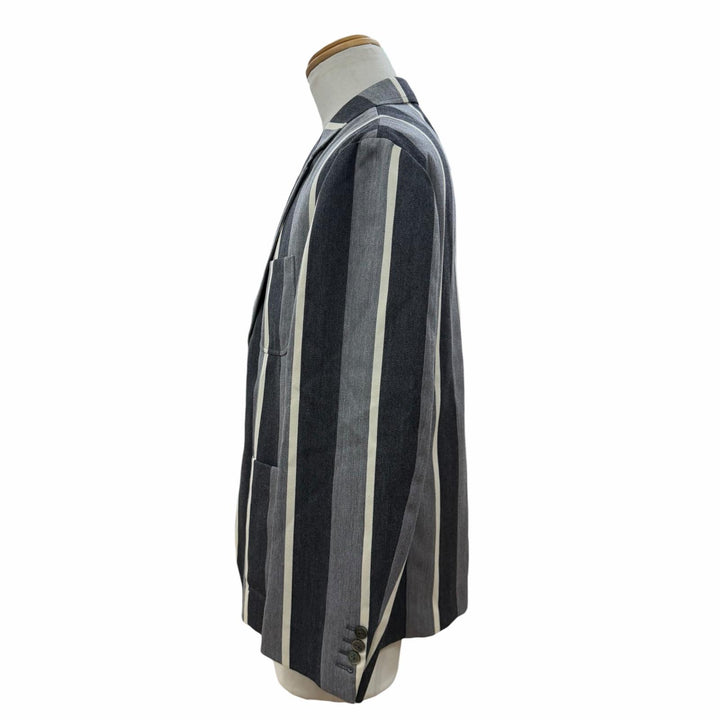 極美品▼THOM BROWNE トムブラウン MJU525A ウール65% ストライプ柄 シングルジャケット テーラード グレー 1 日本製 正規品 メンズ
