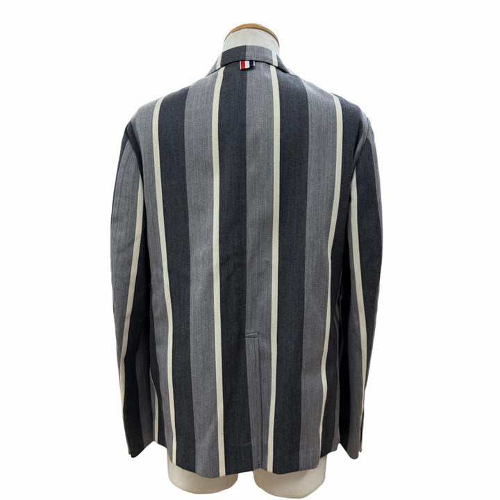極美品▼THOM BROWNE トムブラウン MJU525A ウール65% ストライプ柄 シングルジャケット テーラード グレー 1 日本製 正規品 メンズ