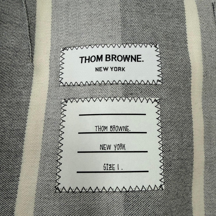 極美品▼THOM BROWNE トムブラウン MJU525A ウール65% ストライプ柄 シングルジャケット テーラード グレー 1 日本製 正規品 メンズ