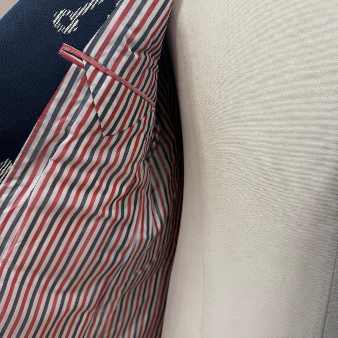 極美品▼THOM BROWNE トムブラウン MJU426A 総柄 マリン シングル アンコンジャケット テーラード ネイビー 2 日本製 正規品 メンズ