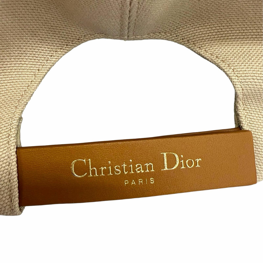極美品☆Christian Dior クリスチャンディオール CPC00182ECAN コットン100％ D-Player ベースボールキャップ ベージュ 57 伊製 正規品