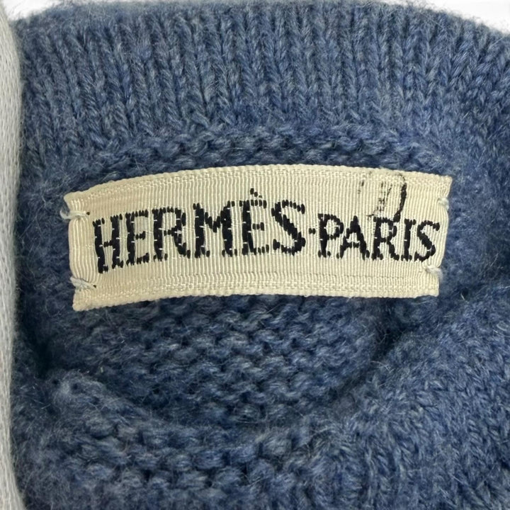 極美品□HERMES エルメス ヴィンテージ カシミヤ95％ マルジェラ期 Hロゴ 手袋 ニットグローブ ブルー LA イタリア製 レディース