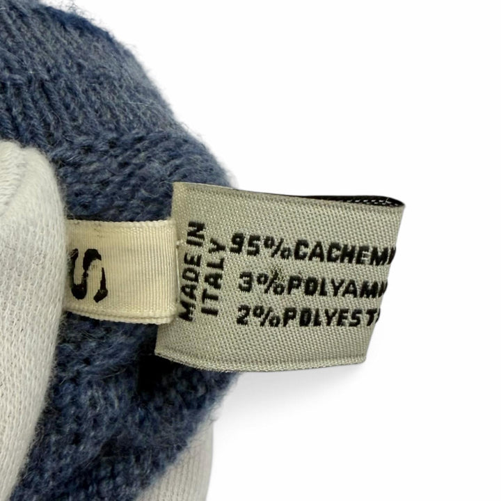 極美品□HERMES エルメス ヴィンテージ カシミヤ95％ マルジェラ期 Hロゴ 手袋 ニットグローブ ブルー LA イタリア製 レディース