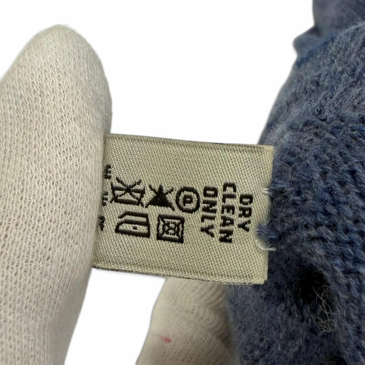 極美品□HERMES エルメス ヴィンテージ カシミヤ95％ マルジェラ期 Hロゴ 手袋 ニットグローブ ブルー LA イタリア製 レディース