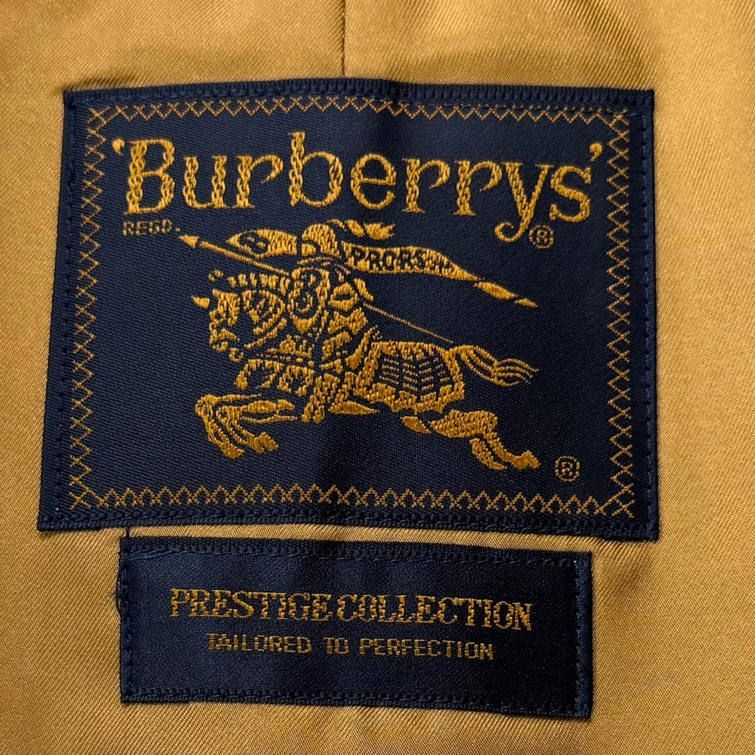 美品▼Burberrys バーバリー ヴィンテージ 裏地ノバチェック柄 カシミヤ混ライナー 比翼仕立て ステンカラーコート カーキ Mサイズ相当