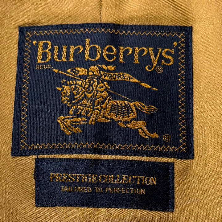 美品▼Burberrys バーバリー ヴィンテージ 裏地ノバチェック柄 カシミヤ混ライナー 比翼仕立て ステンカラーコート カーキ Mサイズ相当