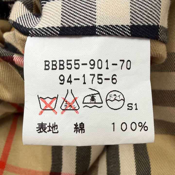 美品▼Burberrys バーバリー ヴィンテージ 裏地ノバチェック柄 カシミヤ混ライナー 比翼仕立て ステンカラーコート カーキ Mサイズ相当