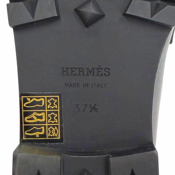 美品△HERMES エルメス H222252Z モカシン フォーブル パリバックル コンスタンス レザー ローファー ブラック 37.5 伊製 定価248600円