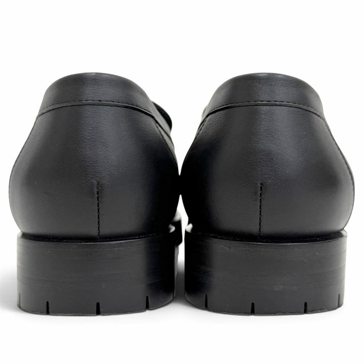 美品△HERMES エルメス H222252Z モカシン フォーブル パリバックル コンスタンス レザー ローファー ブラック 37.5 伊製 定価248600円