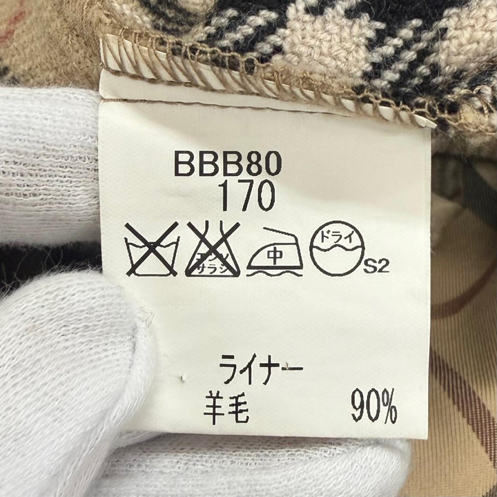 美品□BURBERRY LONDON バーバリーロンドン 裏地ノバチェック柄 カシミヤ混ライナー付 ステンカラーコート 玉虫 92-170-5 日本製 正規品