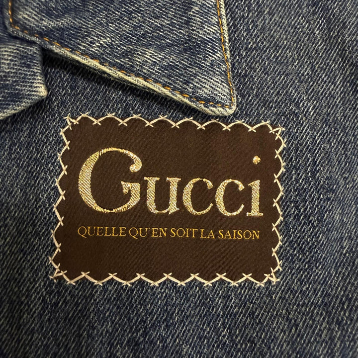 極美品□GUCCI グッチ 623228 ヴィンテージ加工 ロゴパッチ パッチワーク トラッカージャケット デニムジャケット 48 イタリア製 正規品