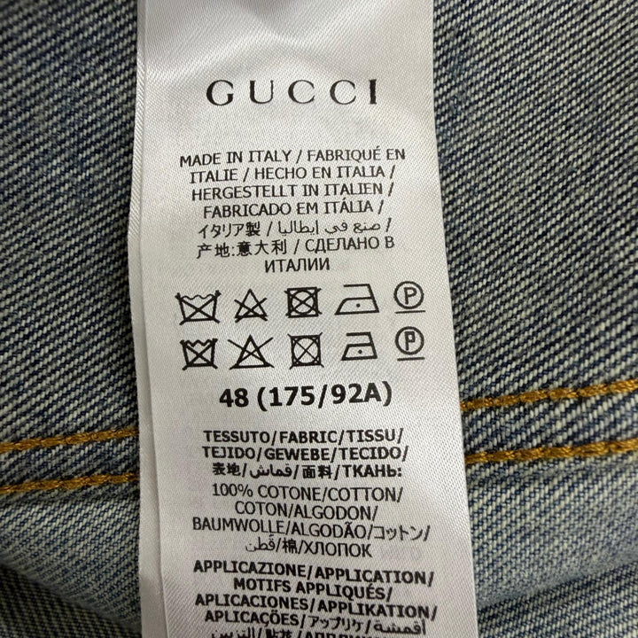 極美品□GUCCI グッチ 623228 ヴィンテージ加工 ロゴパッチ パッチワーク トラッカージャケット デニムジャケット 48 イタリア製 正規品