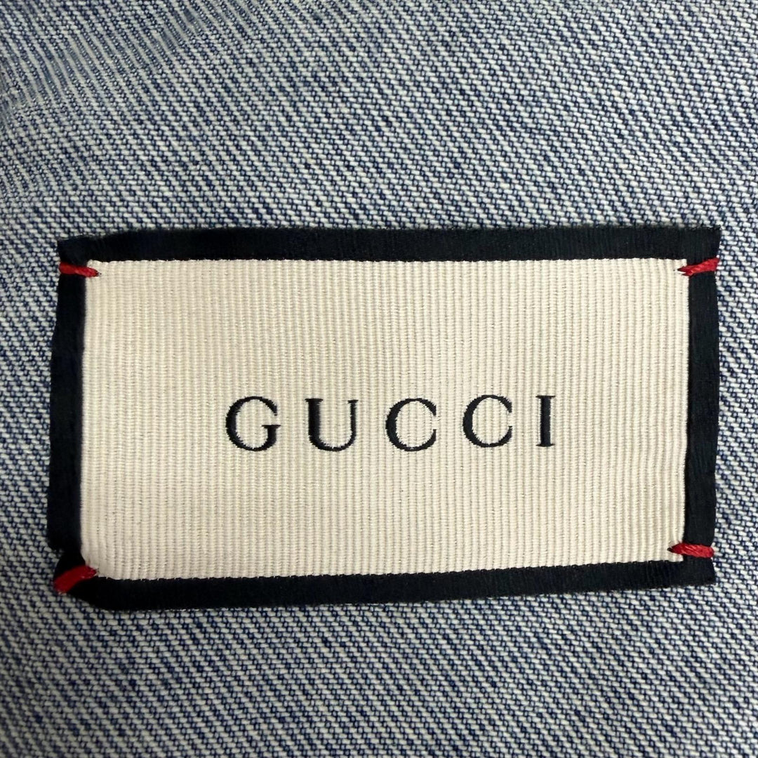 極美品□GUCCI グッチ 623228 ヴィンテージ加工 ロゴパッチ パッチワーク トラッカージャケット デニムジャケット 48 イタリア製 正規品