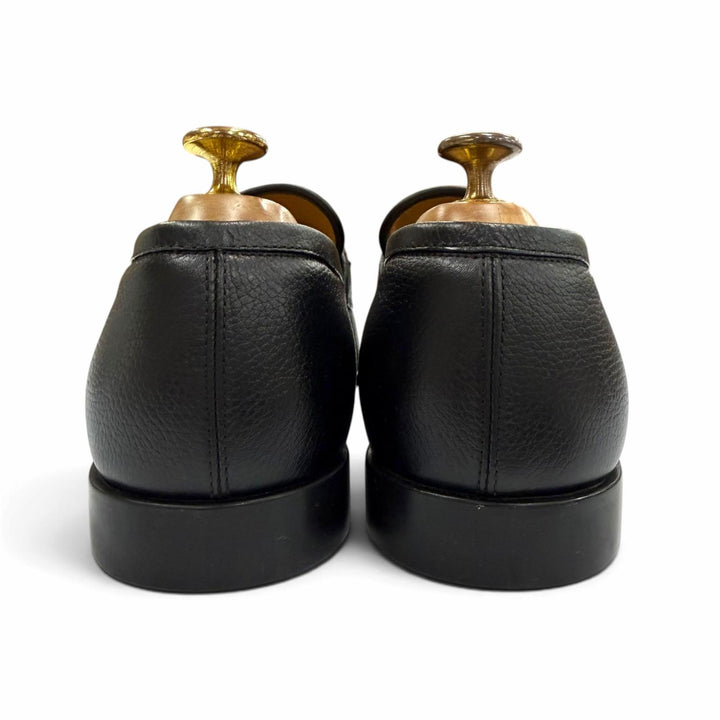 未使用品▼FERRAGAMO フェラガモ ガンチーニ レザーシューズ ビット ローファー ブラック シルバー金具 6 イタリア製 メンズ 保存袋付き