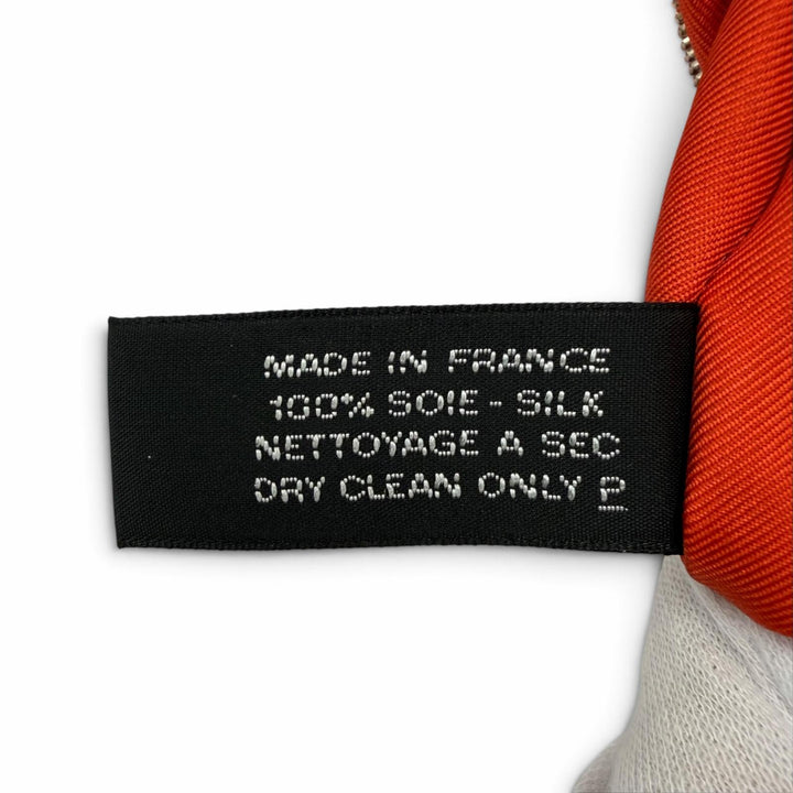 美品☆HERMES エルメス シルキーシティ33 PM ザンベジ川の行進 シルク100％ バレニア/オレンジポピー/フォーブ ショルダーバッグ X刻印
