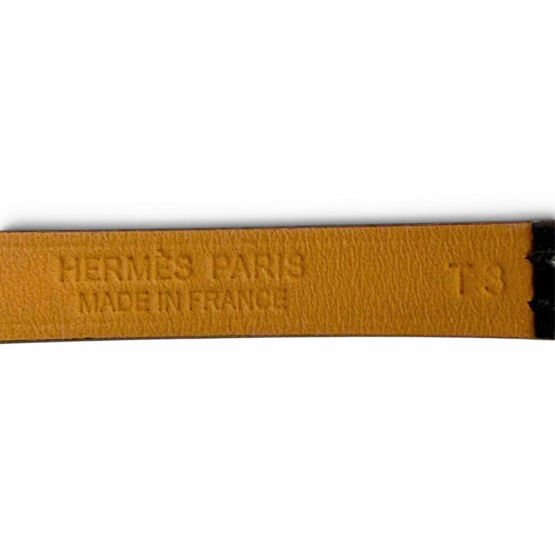 極美品△HERMES エルメス マイクロ リヴァル スイフト ゴールド金具 レザー ブレスレット ブラック T3 B刻印 仏製 レディース 保存袋付き